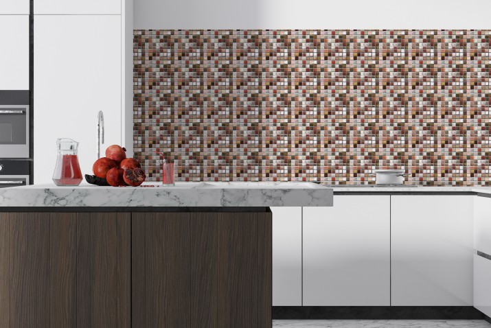 Lacobel Mozaika w brązach | Ochronny Panel ścienny do kuchni w stylu retro 81733