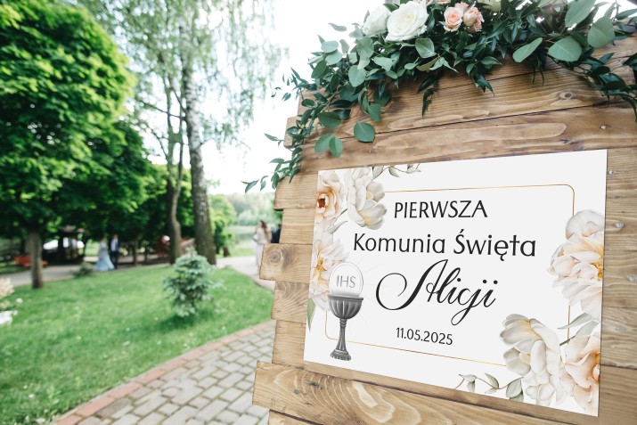Elegancki Plakat powitalny Komunia Święta I Tablica powitalna na Pierwszą Komunię Świętą I Pamiątka 61740 - zdjęcie 6