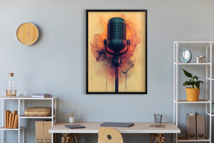 Artystyczny plakat z mikrofonem retro- Idealny dla muzyków, wokalistów i twórców | Stylowa dekoracja 94129 - zdjęcie 6