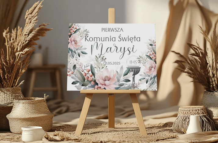 Tablica powitalna na Pierwszą Komunię Świętą Plakat powitalny Tło do zdjąć 61737 - zdjęcie 5