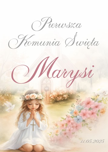 Plakat Pierwsza Komunia- dekoracje komunijne dla dziewczynki | Tablica Powitalna na Komunię 61734 - zdjęcie 3
