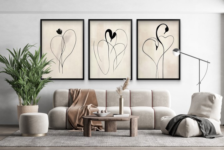 Plakaty minimalistyczne z abstrakcyjnym wzorem- Łabędzie w stylu Line Art | Elegancka dekoracja 94137 - zdjęcie 8