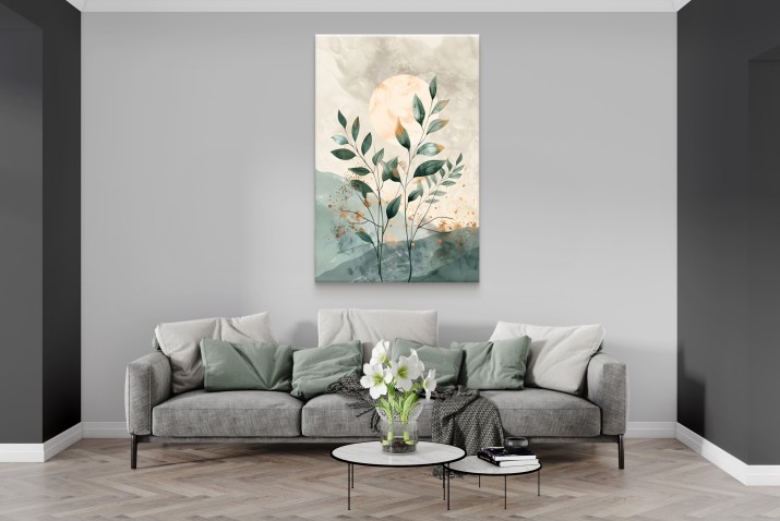 Obraz na płótnie – minimalistyczny motyw roślinny | Dekoracja w stylu boho i skandynawskim | Elegancka sztuka na ścianę 68188 - zdjęcie 4