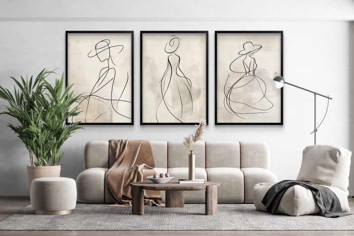 Zestaw Plakatów do salonu- Elegancka grafika line art | Dekoracja do wnętrz w stylu skandynawskim i boho 94139 - zdjęcie 8