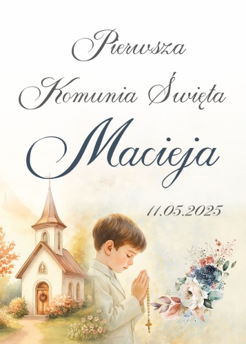 Plakat powitalny na Pierwszą Komunię Świętą- dekoracyjna tablica na powitanie gości 61733 - zdjęcie 4