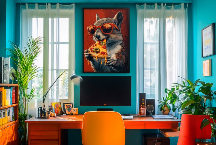 Oryginalny Plakat- wiewiórka z pizzą | Śmieszny plakat w stylu Pop Art do nowoczesnego wnętrza 94122 - zdjęcie 5