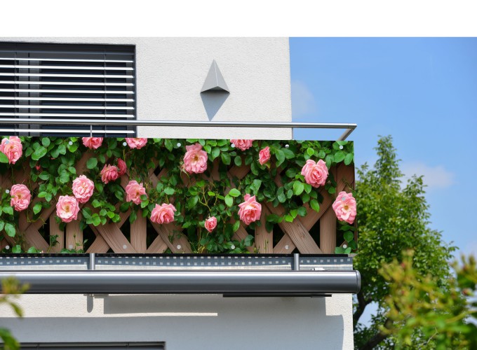 Osłona na barierki, balustrady balkonowe | Dekoracyjny baner na taras, płot | Maskownica na balkon 81784