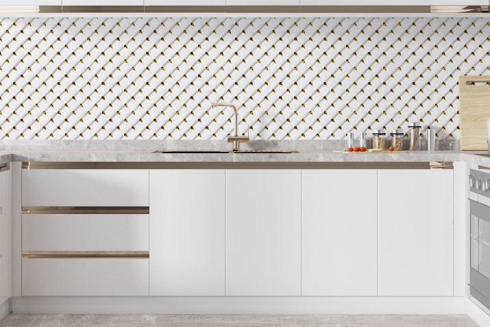 Lacobel do Kuchnii w stylu Glamour | Dekoracyjny Panel Ścienny- pikowany materiał, złote cyrkonie 81732 - zdjęcie 2