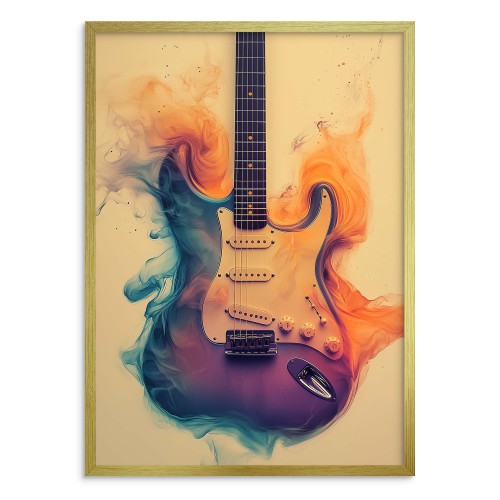 Gitara Elektryczna z Kolorowym Dymem – Nowoczesna Dekoracja, Plakat Muzyczny  94128 - zdjęcie 3