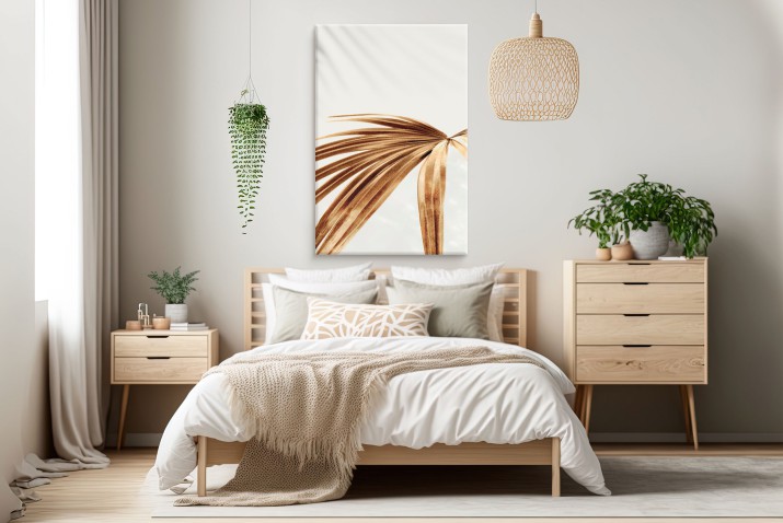 Obraz na płótnie z liściem palmy – Minimalistyczna dekoracja boho 68199 - zdjęcie 2