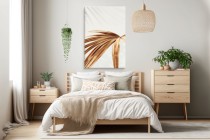 Obraz na płótnie z liściem palmy – Minimalistyczna dekoracja boho 68199 Naklejkomania - zdjecie 2 - miniatura