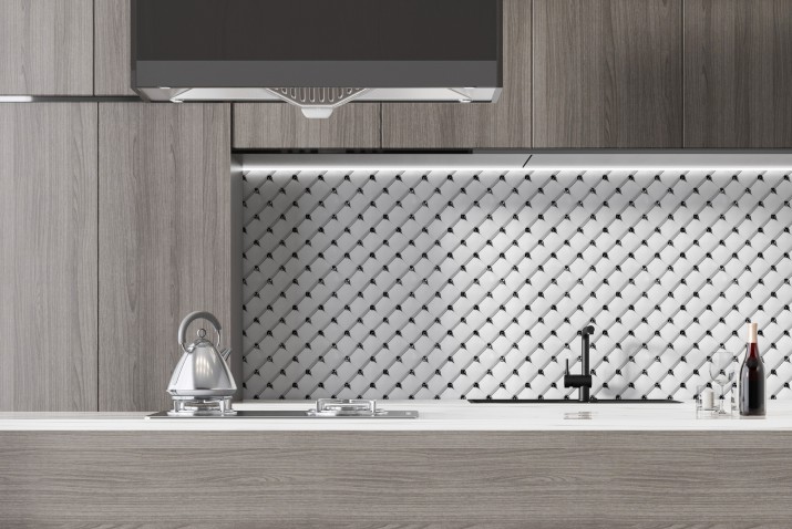 Lacobel z grafiką glamour- pikowany materiał, diamenty, cyrkonie | Dekoracyjny Panel kuchenny 81734 - zdjęcie 2