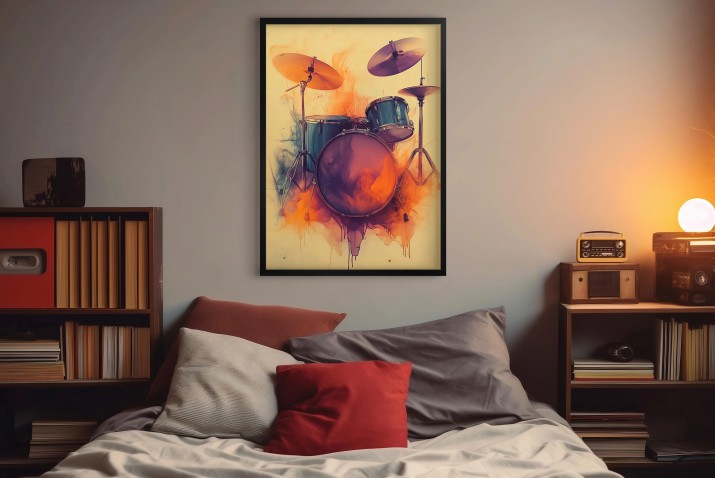 Plakat z perkusją – muzyczna dekoracja | Obraz na ścianę z instrumentem | Dekoracja dla muzyków i fanów rocka 94130 - zdjęcie 4