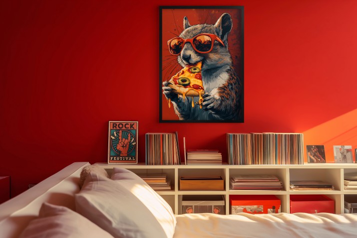 Oryginalny Plakat- wiewiórka z pizzą | Śmieszny plakat w stylu Pop Art do nowoczesnego wnętrza 94122 - zdjęcie 7