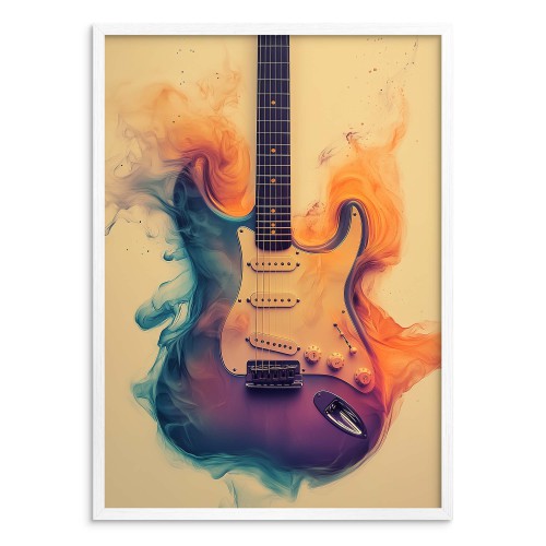 Gitara Elektryczna z Kolorowym Dymem – Nowoczesna Dekoracja, Plakat Muzyczny  94128 - zdjęcie 2