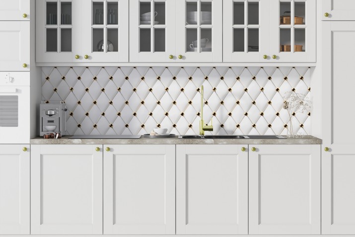 Panel kuchenny z efektem 3D- pikowana skóra z diamentami, cyrkoniami | Kuchnia Glamour 81737