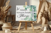 Tablica powitalna na Pierwszą Komunię Świętą Plakat powitalny z imieniem Eleganckie tło do zdjęć 61739 Naklejkomania - zdjecie 3 - miniatura