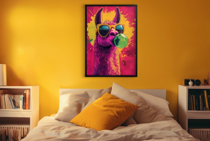Humorystyczna dekoracja na ścianę- kolorowa lama Pop Art | Młodzieżowy, zabawny Plakat do nowoczesnych wnętrz 94121 - zdjęcie 6