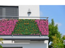 Ozdobna osłona na balustradę- różowe kwiaty | Ochronny Baner na balkon, taras, ogrodzenie  81753 Naklejkomania - zdjecie 1 - miniatura