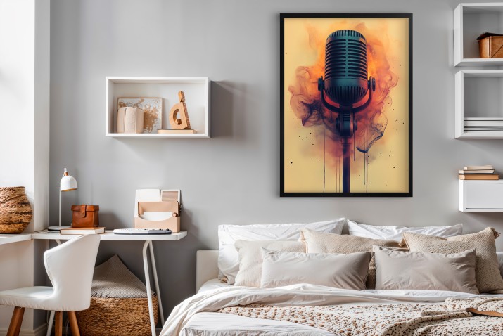 Artystyczny plakat z mikrofonem retro- Idealny dla muzyków, wokalistów i twórców | Stylowa dekoracja 94129 - zdjęcie 5