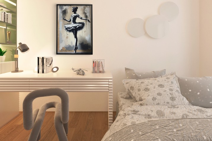 Grafika w stylu Banksy – baletnica w tańcu | Plakat street art | Industrialna ozdoba do wnętrz 81695 - zdjęcie 6