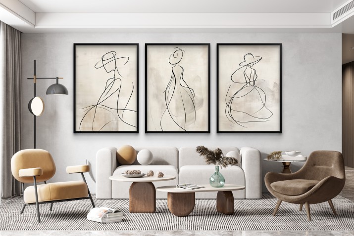 Zestaw Plakatów do salonu- Elegancka grafika line art | Dekoracja do wnętrz w stylu skandynawskim i boho 94139 - zdjęcie 3