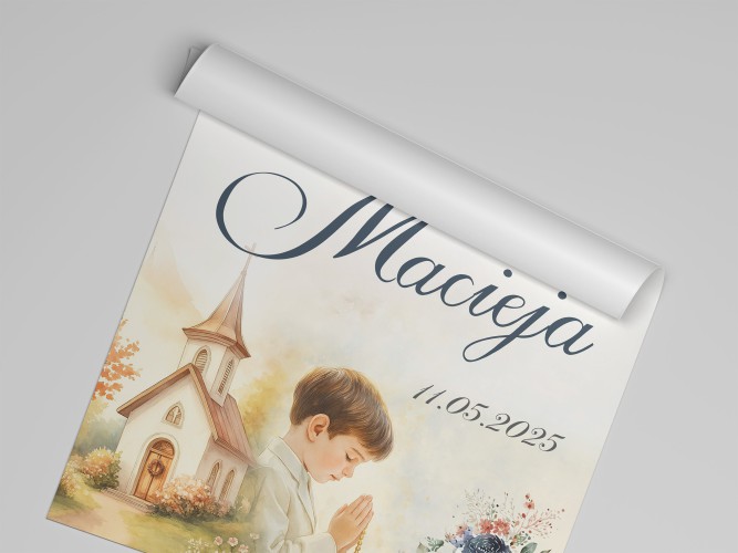 Plakat powitalny na Pierwszą Komunię Świętą- dekoracyjna tablica na powitanie gości 61733 - zdjęcie 5