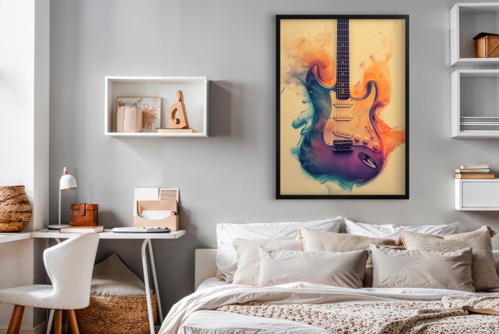 Gitara Elektryczna z Kolorowym Dymem – Nowoczesna Dekoracja, Plakat Muzyczny  94128 - zdjęcie 7