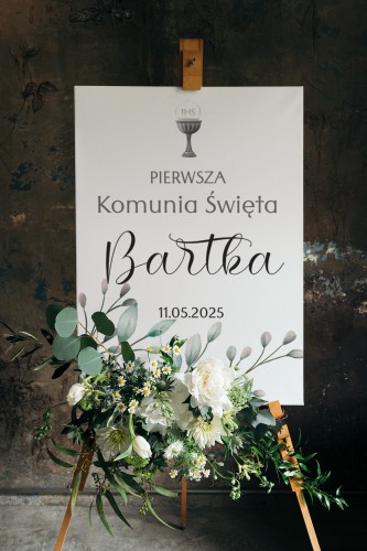 Pamiątka na Pierwszą Komunię Świętą- Obraz na płótnie | Dekoracja Tablica Powitalna Komunia 61731 - zdjęcie 4