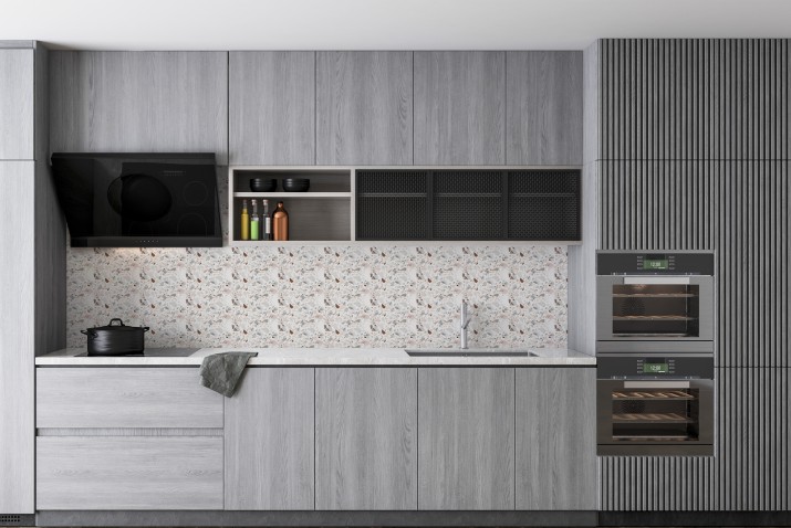 Modny Panel kuchenny- Lastriko | Dekoracyjny Lacobel z pastelowym wzorem terazzo 81725 - zdjęcie 3