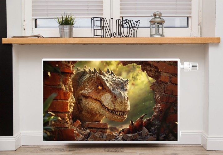 Maskownica kaloryfera- dinozaur | Dekoracyjna Osłona grzejnika z dziurą 3D Park Jurajski 81705 - zdjęcie 3