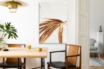 Obraz na płótnie z liściem palmy – Minimalistyczna dekoracja boho 68199 Naklejkomania - zdjecie 4 - miniatura