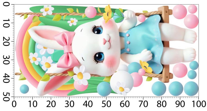 Naklejka ścienna z uroczym króliczkiem – pastelowa ozdoba na ścianę | Dekoracja do pokoju dziecka, żłobka, przedszkola T42128 - zdjęcie 3