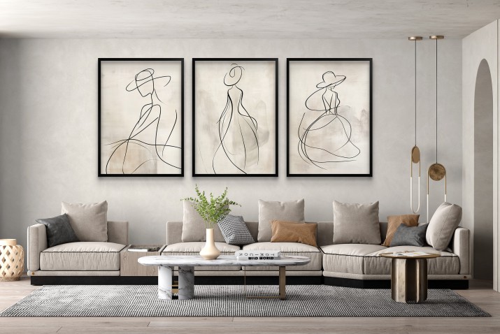 Zestaw Plakatów do salonu- Elegancka grafika line art | Dekoracja do wnętrz w stylu skandynawskim i boho 94139 - zdjęcie 4