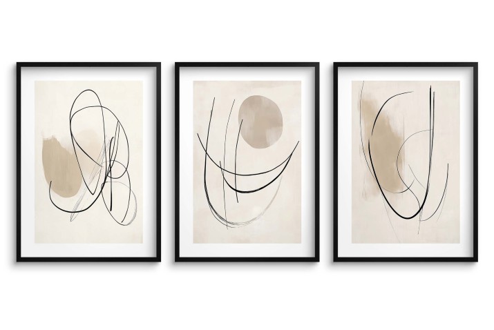 Minimalistyczne plakaty Line Art  w beżu - nowoczesna dekoracja ścian, zestaw 3 sztuk 94133 - zdjęcie 6