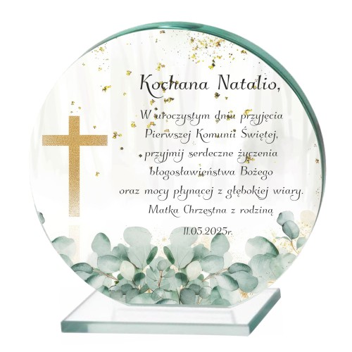 Elegancka statuetka z dedykacją - Pamiątka Pierwszej Komunii Świętej | Prezent na komunię 66080 Naklejkomania - zdjecie 1