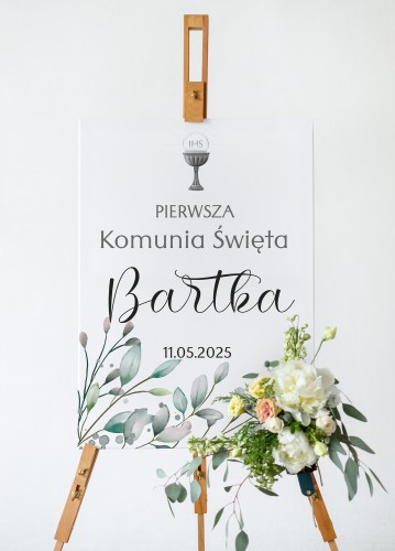Pamiątka na Pierwszą Komunię Świętą- Obraz na płótnie | Dekoracja Tablica Powitalna Komunia 61731 - zdjęcie 5