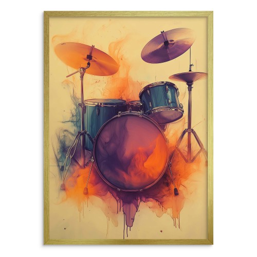 Plakat z perkusją – muzyczna dekoracja | Obraz na ścianę z instrumentem | Dekoracja dla muzyków i fanów rocka 94130 - zdjęcie 2