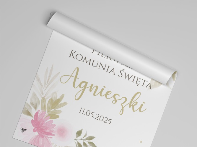 Plakat powitalny na Pierwszą Komunię Świętą | Dekoracje komunijne- tablica na powitanie gości 61730 - zdjęcie 2