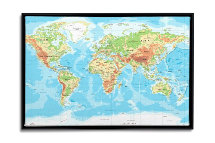 Obraz na ścianę w Ramie American Box | Mapa Świata na płótnie- nowoczesna dekoracja do gabinetu, pokoju nastolatka R68181 - zdjęcie 3