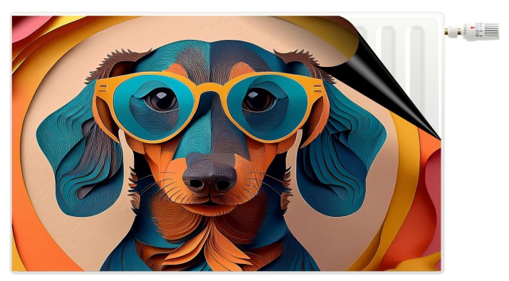 Magnetyczna osłona na grzejnik- Jamnik w stylu Pop Art | Kolorowa dekoracja 81592