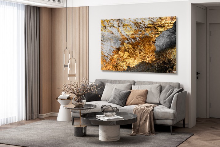 Nowoczesny Obraz Ścienny na Płótnie | Złota Abstrakcja w Stylu Glamour | Luksusowa Dekoracja Loft 68195 - zdjęcie 4