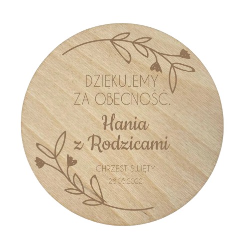 Drewniany magnes podziękowanie dla gości podziękowania Komunia Święta Chrzest 10 sztuk, P09