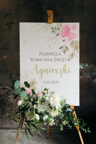 Personalizowany obraz komunijny- pastelowa tablica powitalna | Dekoracja na Pierwszą Komunię 61730 - zdjęcie 2
