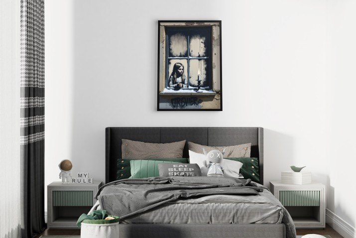 Melancholijny Plakat na ścianę w stylu street art | Mural w stylu Banksy&amp;#039;ego 81693 - zdjęcie 2