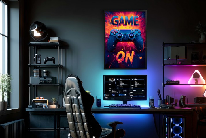 Plakat GAME ON– Kolorowa Dekoracja Gamingowa na Ścianę, Idealna do Pokoju Gracza 94132 - zdjęcie 7