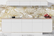Elegancki Panel nad blat kuchenny- Złote kwiaty | Osłona na ścianę w kuchni  81723 Naklejkomania - zdjecie 1 - miniatura
