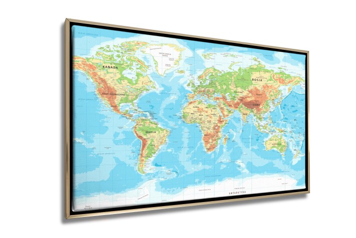 Obraz na ścianę w Ramie American Box | Mapa Świata na płótnie- nowoczesna dekoracja do gabinetu, pokoju nastolatka R68181 - zdjęcie 2