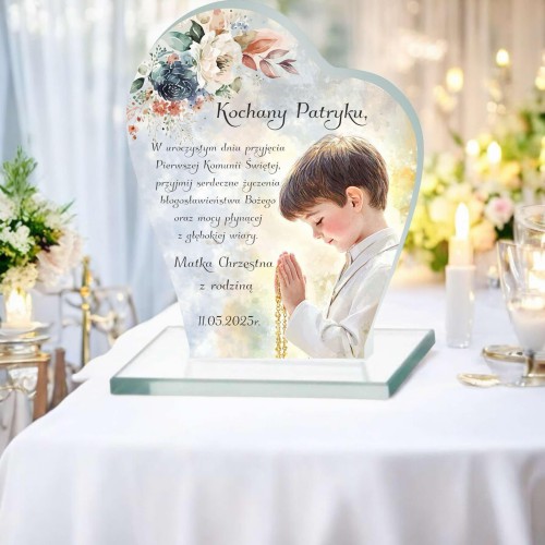 Pamiątka Pierwszej Komunii Świętej- Statuetka z dedykacją  | Prezent na komunię 66074 - zdjęcie 2