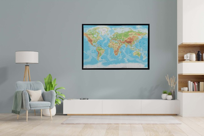 Obraz na ścianę w Ramie American Box | Mapa Świata na płótnie- nowoczesna dekoracja do gabinetu, pokoju nastolatka R68181 - zdjęcie 8